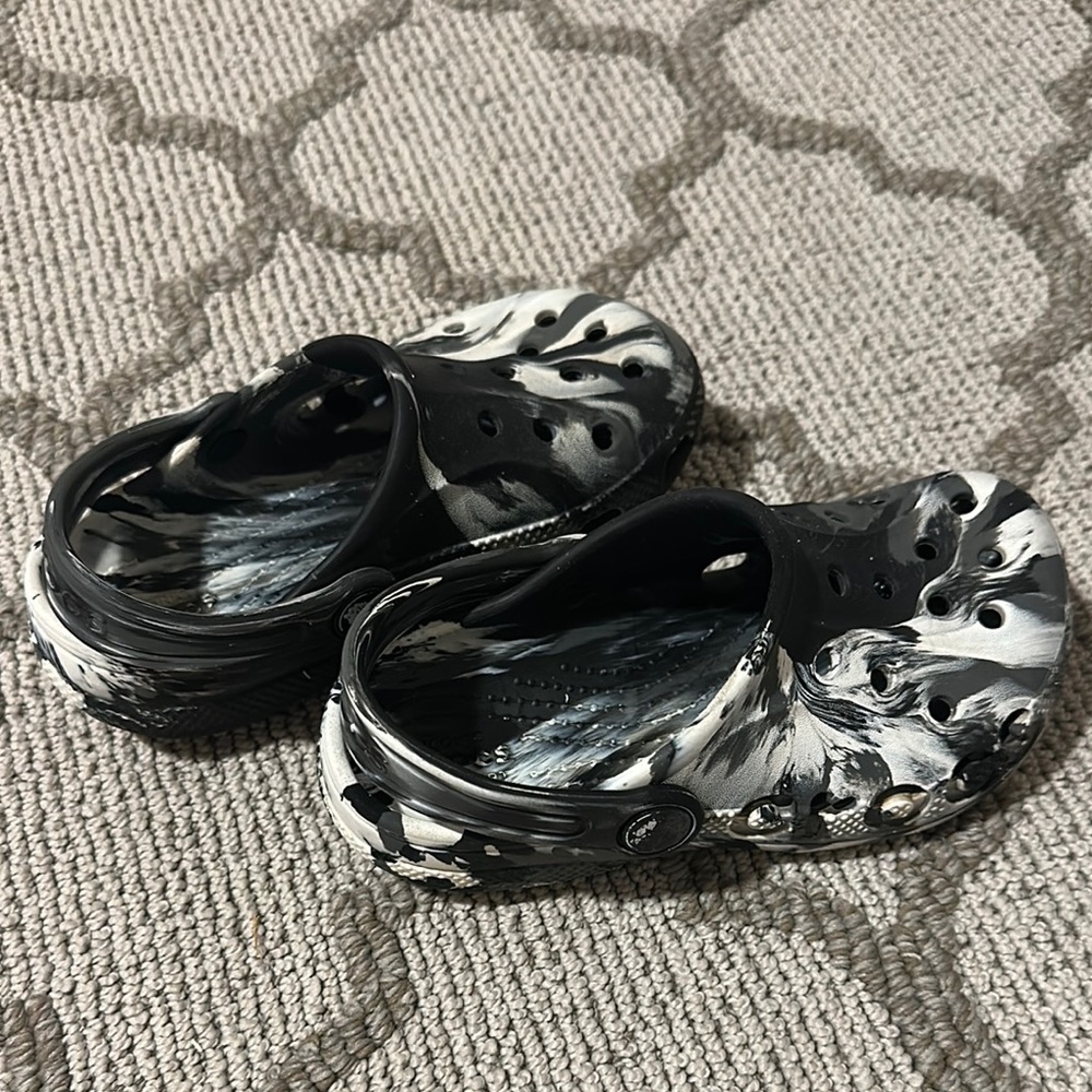 Black and White marble Crocs